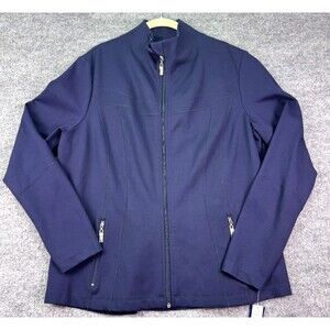 Nygard Slims XL Navy Zip Front Jacket Women’s Stretch Knit Mock Neck NWT